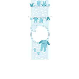 Torebki na cukierki - Niebieskie ubranka na sznurku (kraft) (5 szt)