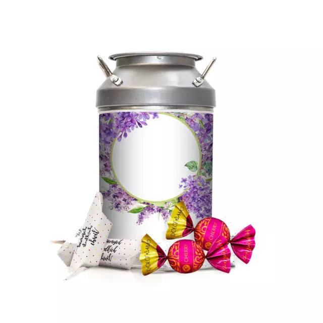 Krówki w kance - Fioletowo-zielone kwiatki