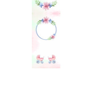 Torebki na cukierki - Różowy wózek i kwiatki (kraft) (5 szt)