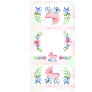 Słodkie pudełka - Różowy wózek i kwiatki