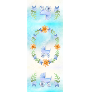 Owijki - Niebieski wózek i kwiatki