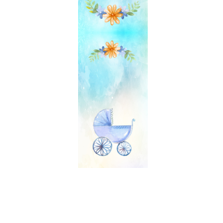 Torebki na cukierki - Niebieski wózek i kwiatki (kraft) (5 szt)