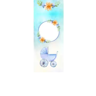 Torebki na cukierki - Niebieski wózek i kwiatki (kraft) (5 szt)