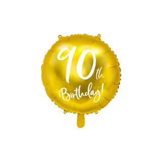 Akcesoria - Balon foliowy 90th Birthday, złoty, 45cm