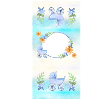 Słodkie pudełka - Niebieski wózek i kwiatki