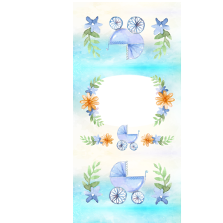 Słodkie pudełka - Niebieski wózek i kwiatki