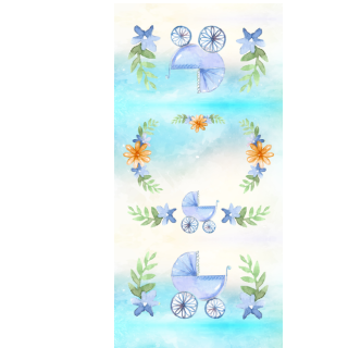 Słodkie pudełka - Niebieski wózek i kwiatki