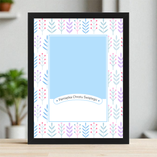 Plakaty 30cm x 40cm - Pastelowe listki z niebieskim