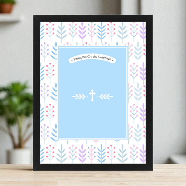 Plakaty 30cm x 40cm - Pastelowe listki z niebieskim