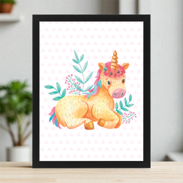 Plakaty 30cm x 40cm - Jednorożec w kwiatach