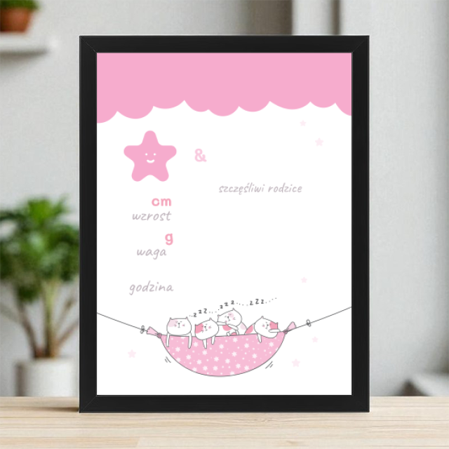 Plakaty 30cm x 40cm - Gwieździste różowe sny