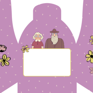 Słodkie kuferki - Dziadkowie na fioletowym tle 