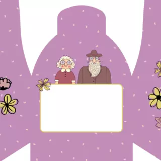 Słodkie kuferki - Dziadkowie na fioletowym tle 