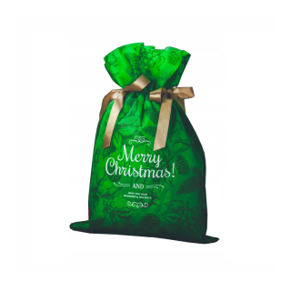 Akcesoria - Worek świąteczny na prezenty Merry Christmas - mały, zielony 20x30cm